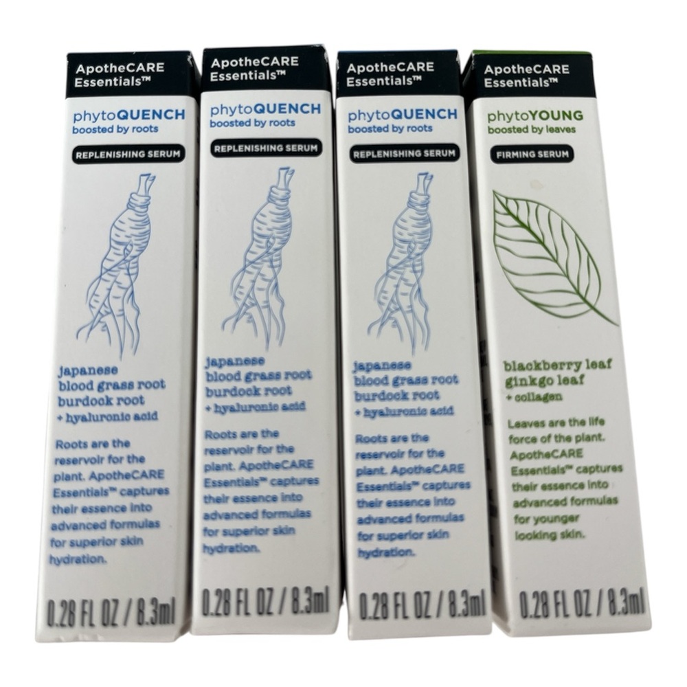 Apothecare PhytoQUENCH Hydrating Serum PhytoYOUNG Firming Serum Bundle of 4 NIB